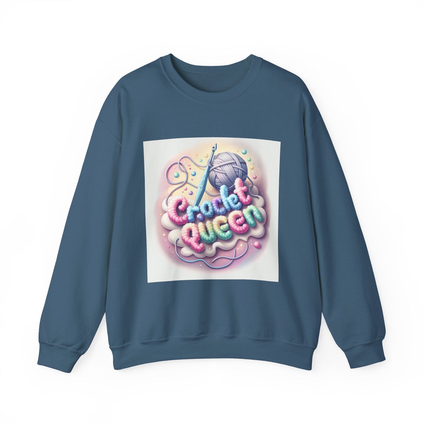 Crochet Queen Crewneck Sweatshirt, Cozy Pullover for Crafters, Gift for Knitters, Crafting Apparel, DIY Lover Sweatshirt