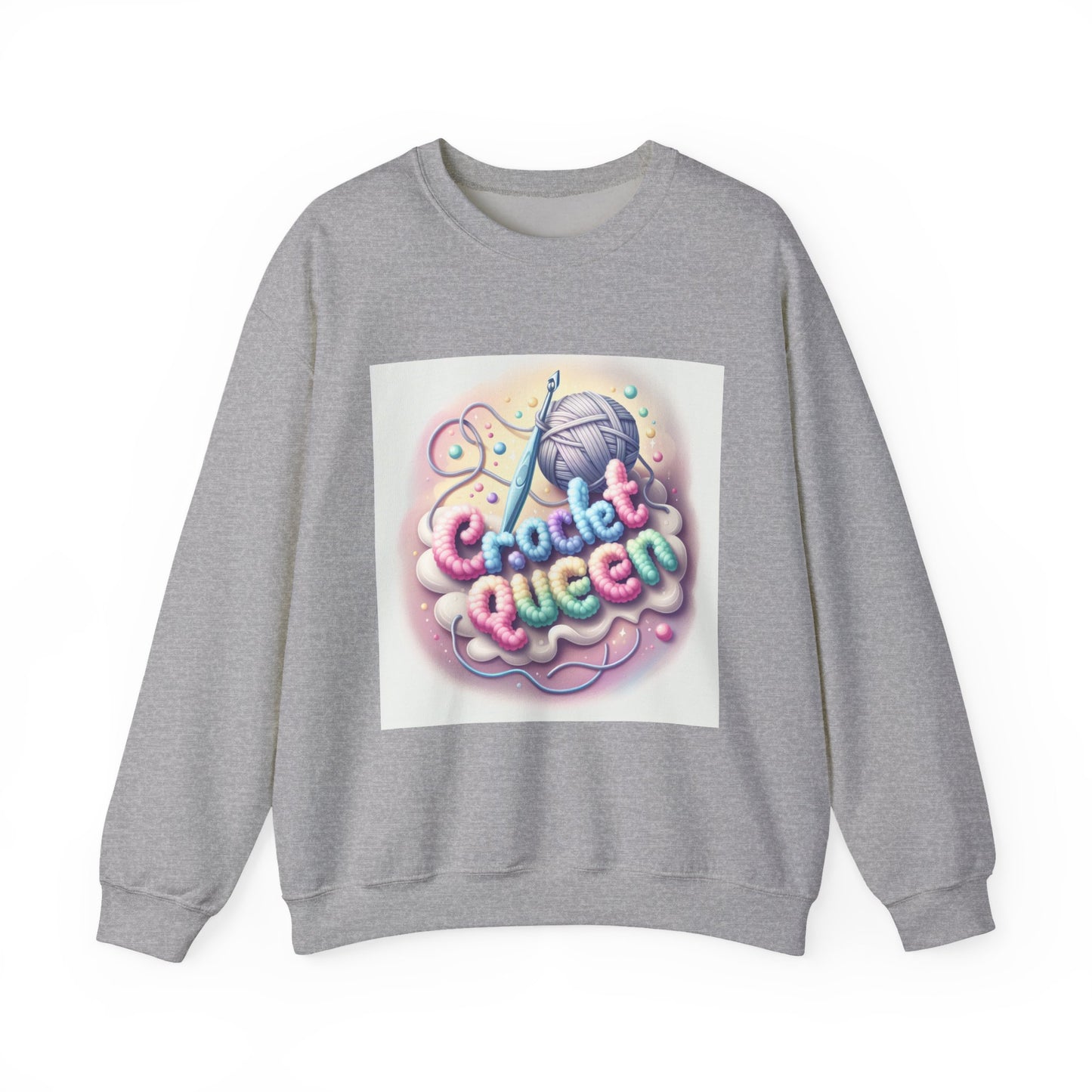 Crochet Queen Crewneck Sweatshirt, Cozy Pullover for Crafters, Gift for Knitters, Crafting Apparel, DIY Lover Sweatshirt