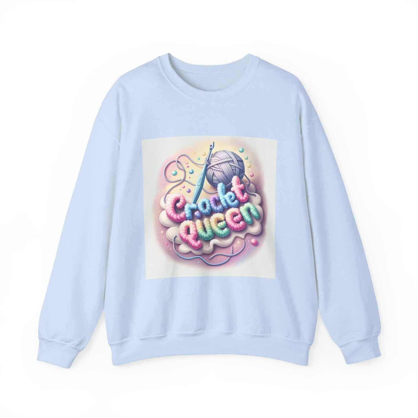 Crochet Queen Crewneck Sweatshirt, Cozy Pullover for Crafters, Gift for Knitters, Crafting Apparel, DIY Lover Sweatshirt