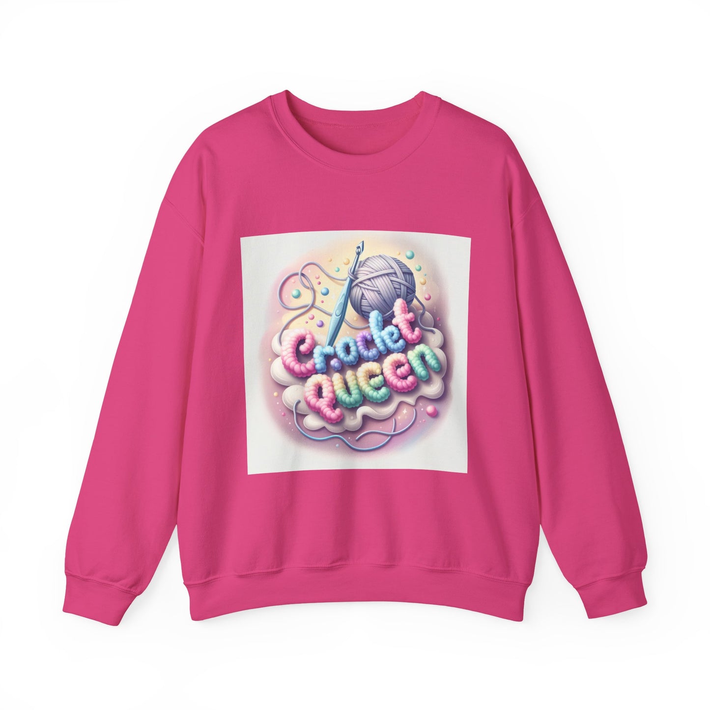 Crochet Queen Crewneck Sweatshirt, Cozy Pullover for Crafters, Gift for Knitters, Crafting Apparel, DIY Lover Sweatshirt