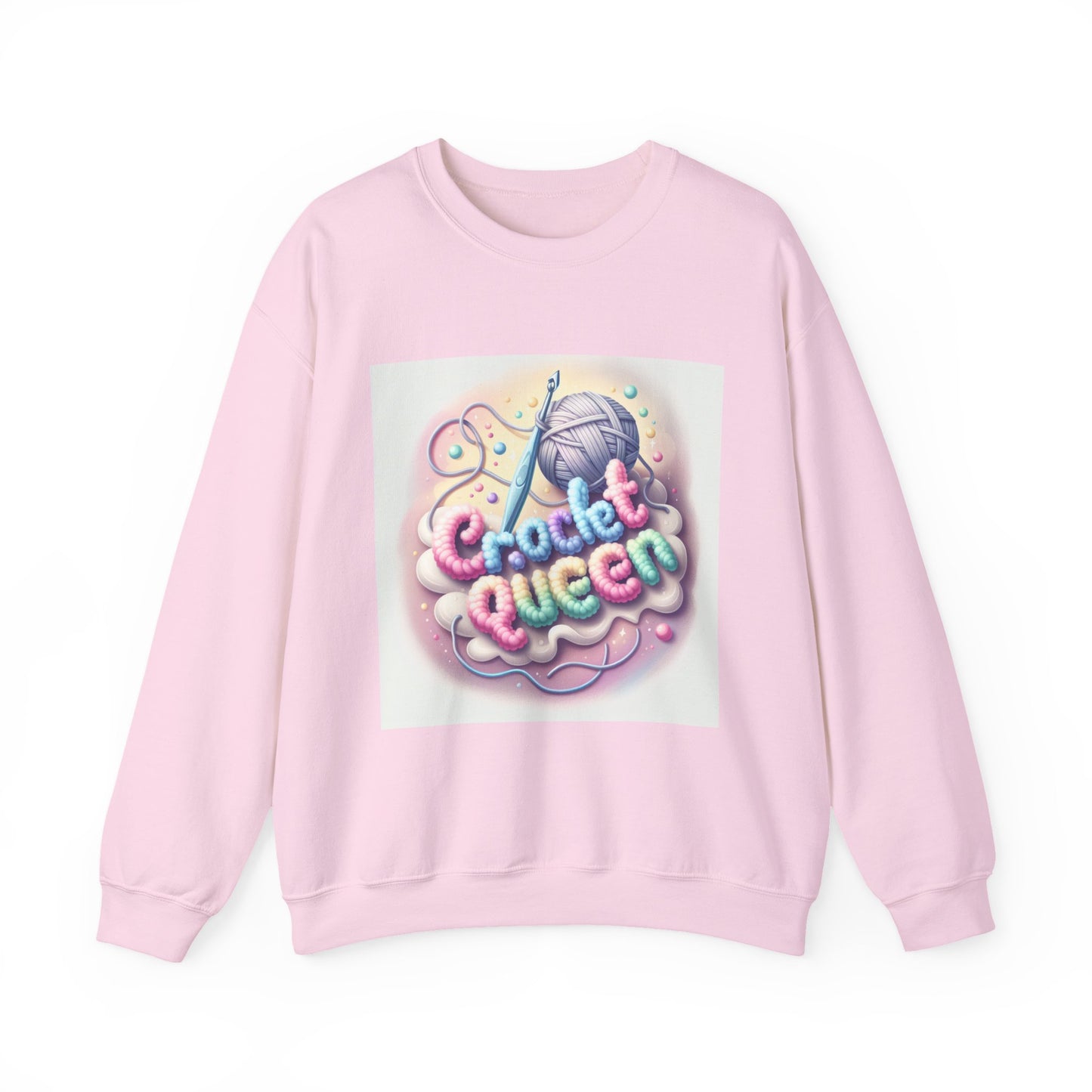 Crochet Queen Crewneck Sweatshirt, Cozy Pullover for Crafters, Gift for Knitters, Crafting Apparel, DIY Lover Sweatshirt