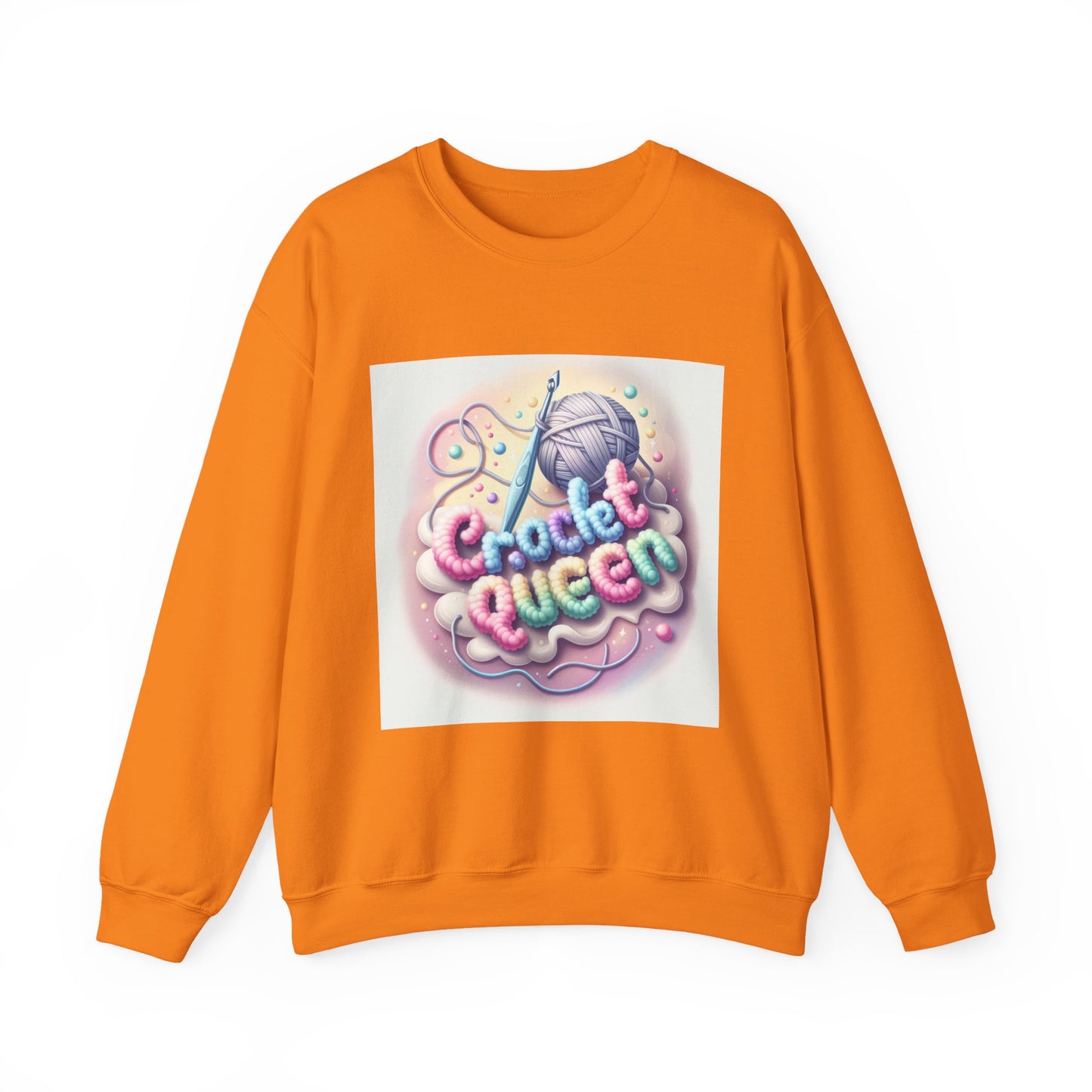 Crochet Queen Crewneck Sweatshirt, Cozy Pullover for Crafters, Gift for Knitters, Crafting Apparel, DIY Lover Sweatshirt
