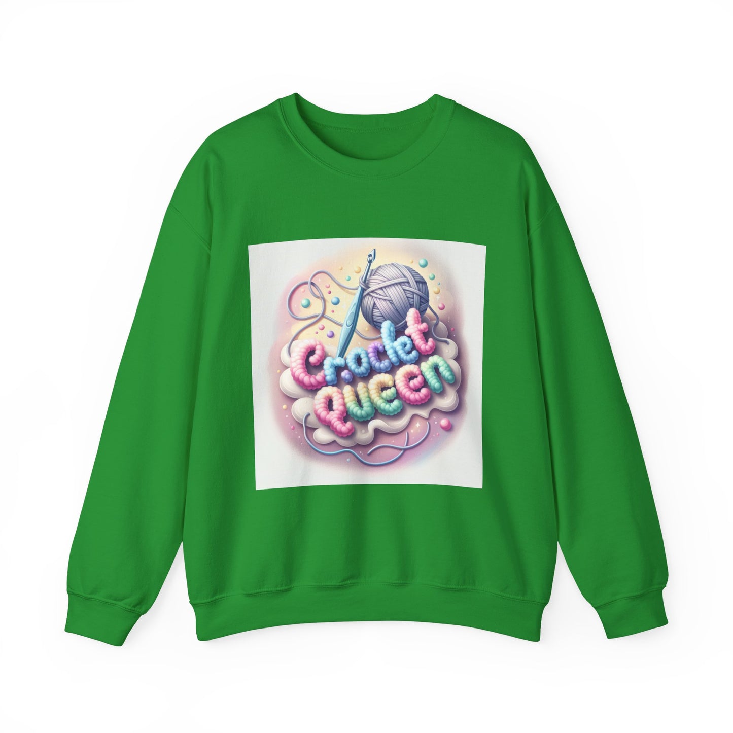 Crochet Queen Crewneck Sweatshirt, Cozy Pullover for Crafters, Gift for Knitters, Crafting Apparel, DIY Lover Sweatshirt