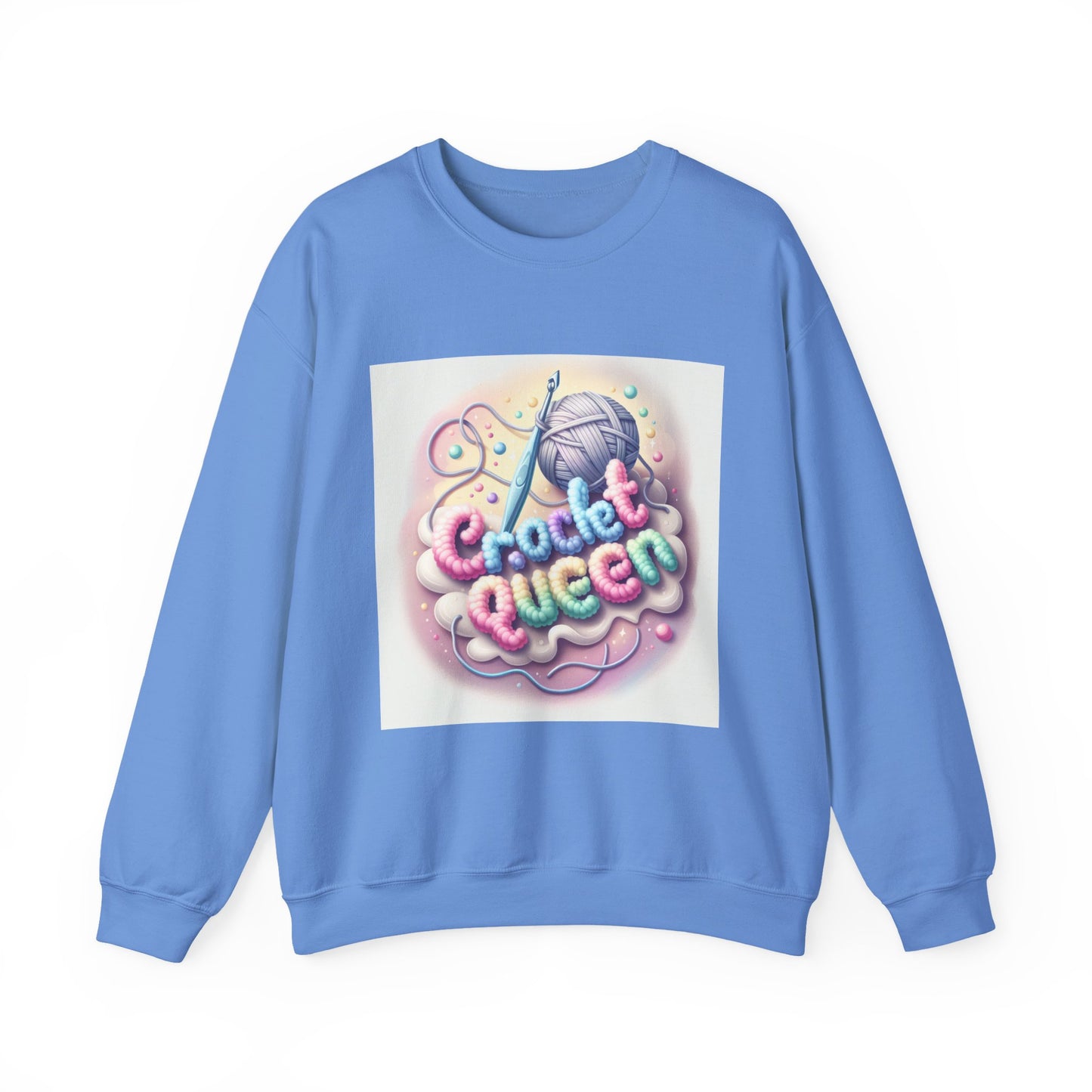 Crochet Queen Crewneck Sweatshirt, Cozy Pullover for Crafters, Gift for Knitters, Crafting Apparel, DIY Lover Sweatshirt