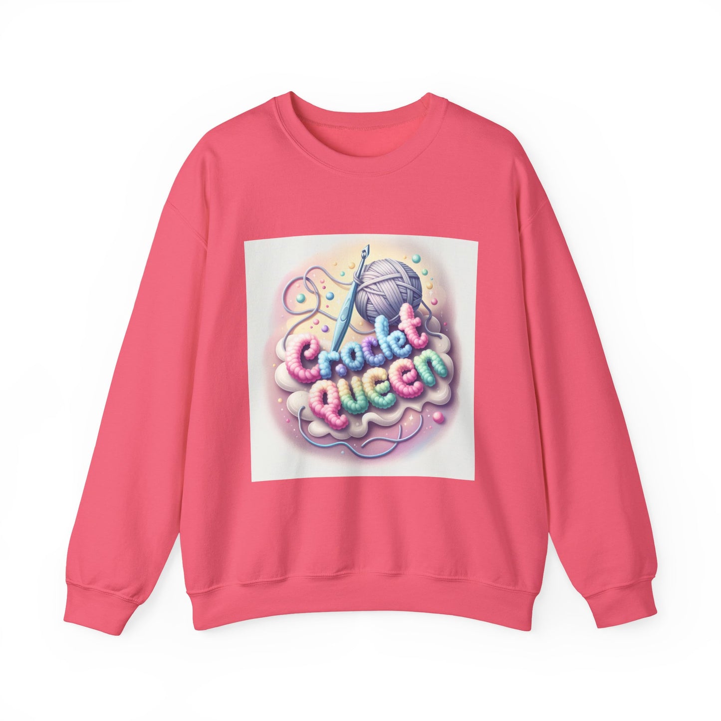 Crochet Queen Crewneck Sweatshirt, Cozy Pullover for Crafters, Gift for Knitters, Crafting Apparel, DIY Lover Sweatshirt