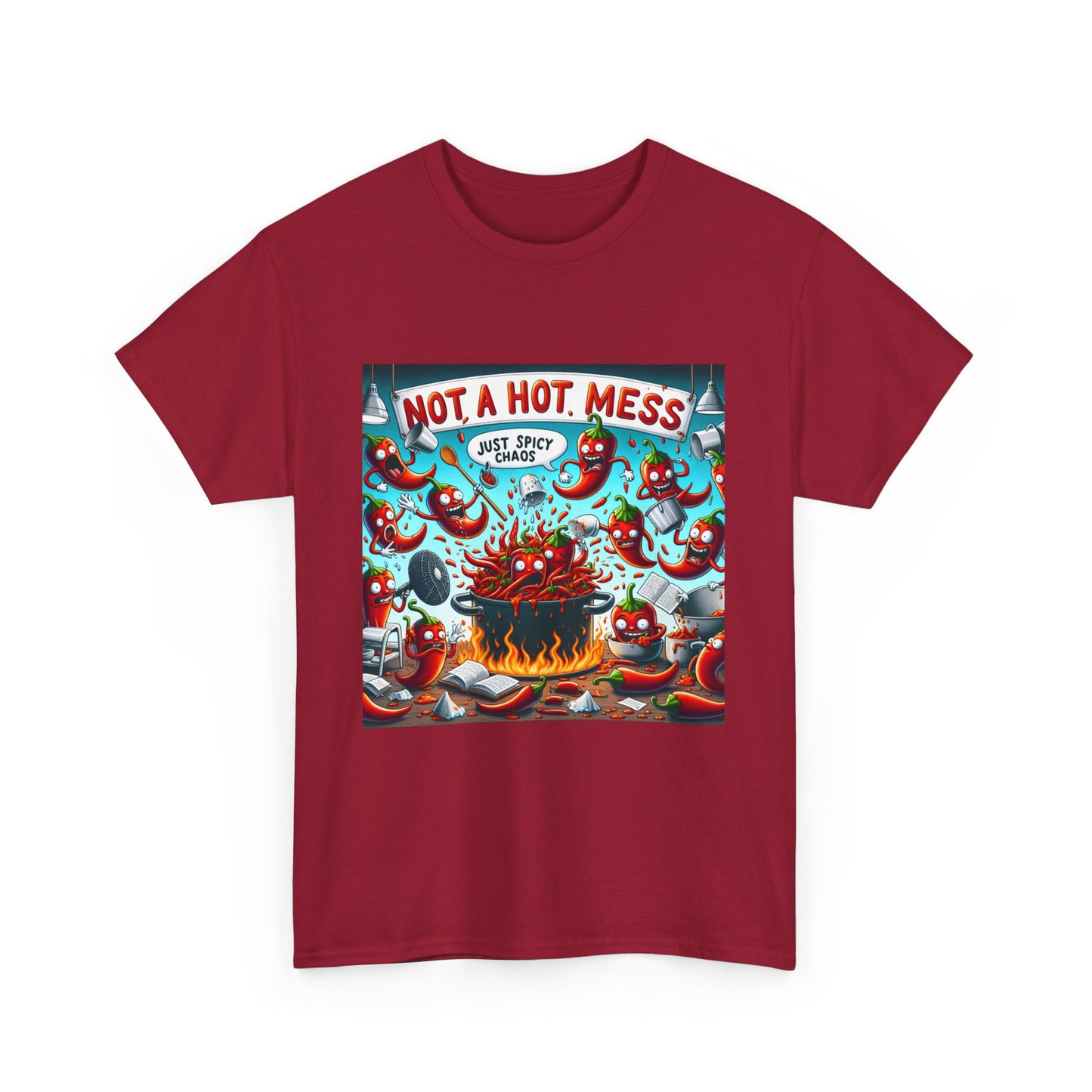 Unisex Heavy Cotton Tee: "Not a Hot Mess, Just Chaos"