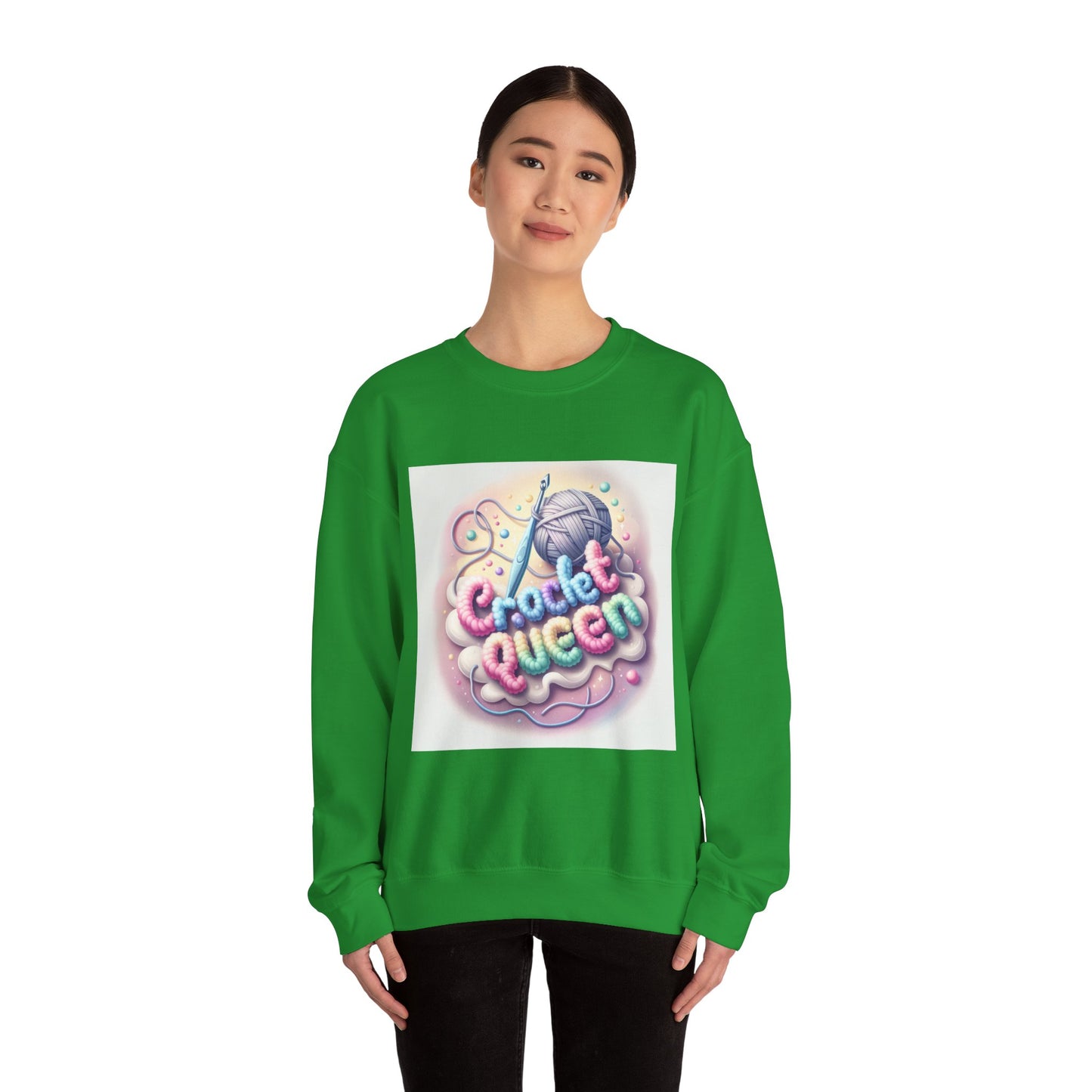 Crochet Queen Crewneck Sweatshirt, Cozy Pullover for Crafters, Gift for Knitters, Crafting Apparel, DIY Lover Sweatshirt