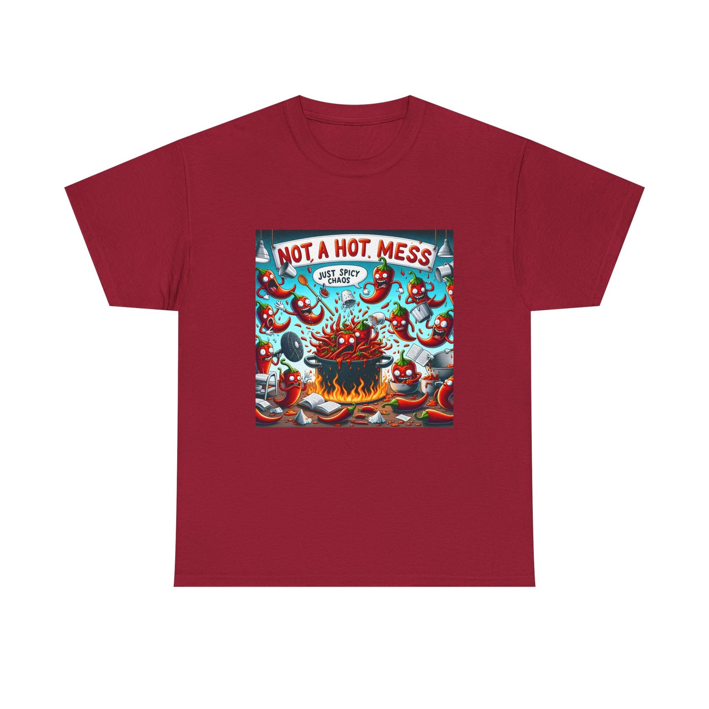 Unisex Heavy Cotton Tee: "Not a Hot Mess, Just Chaos"