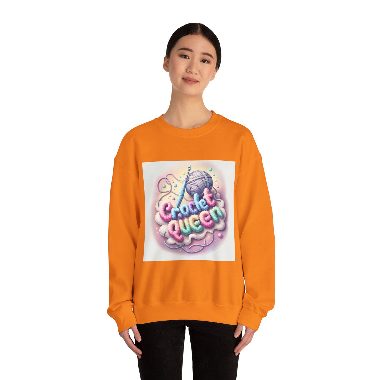 Crochet Queen Crewneck Sweatshirt, Cozy Pullover for Crafters, Gift for Knitters, Crafting Apparel, DIY Lover Sweatshirt