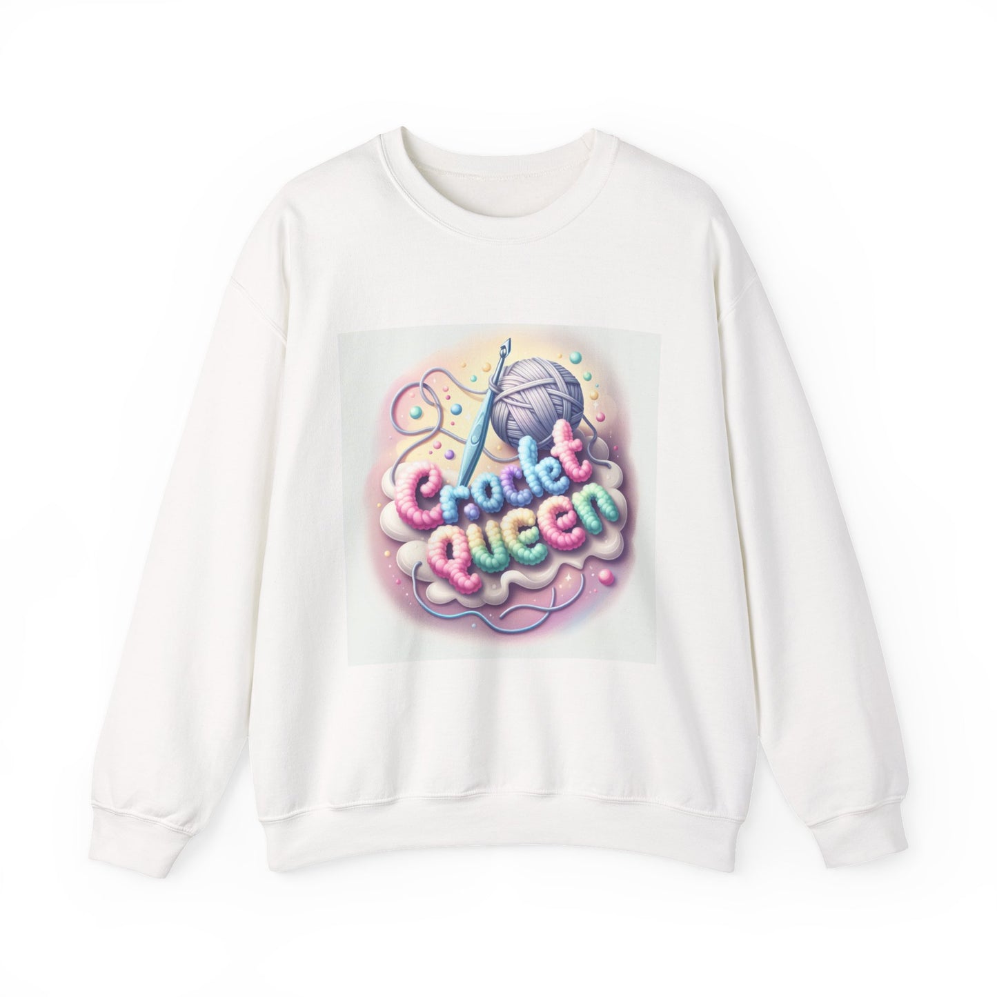 Crochet Queen Crewneck Sweatshirt, Cozy Pullover for Crafters, Gift for Knitters, Crafting Apparel, DIY Lover Sweatshirt