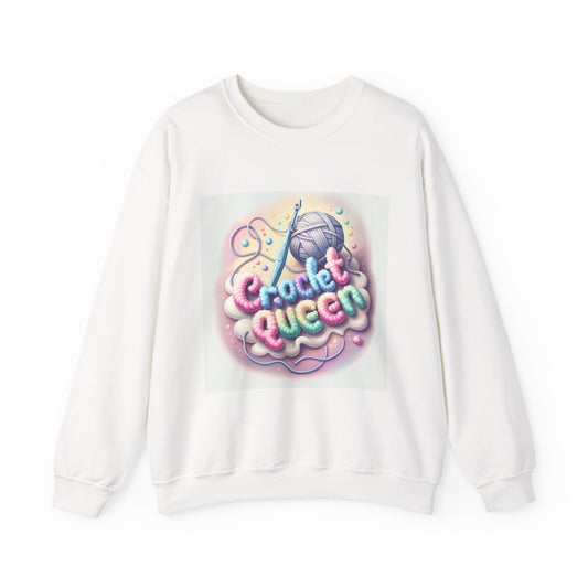 Crochet Queen Crewneck Sweatshirt, Cozy Pullover for Crafters, Gift for Knitters, Crafting Apparel, DIY Lover Sweatshirt