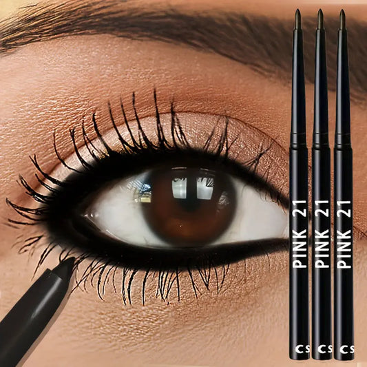 3-Pack Waterproof Black Eyeliner Pencils - Smudge-Proof, Long-Lasting Eye Makeup for Beginners & Pros