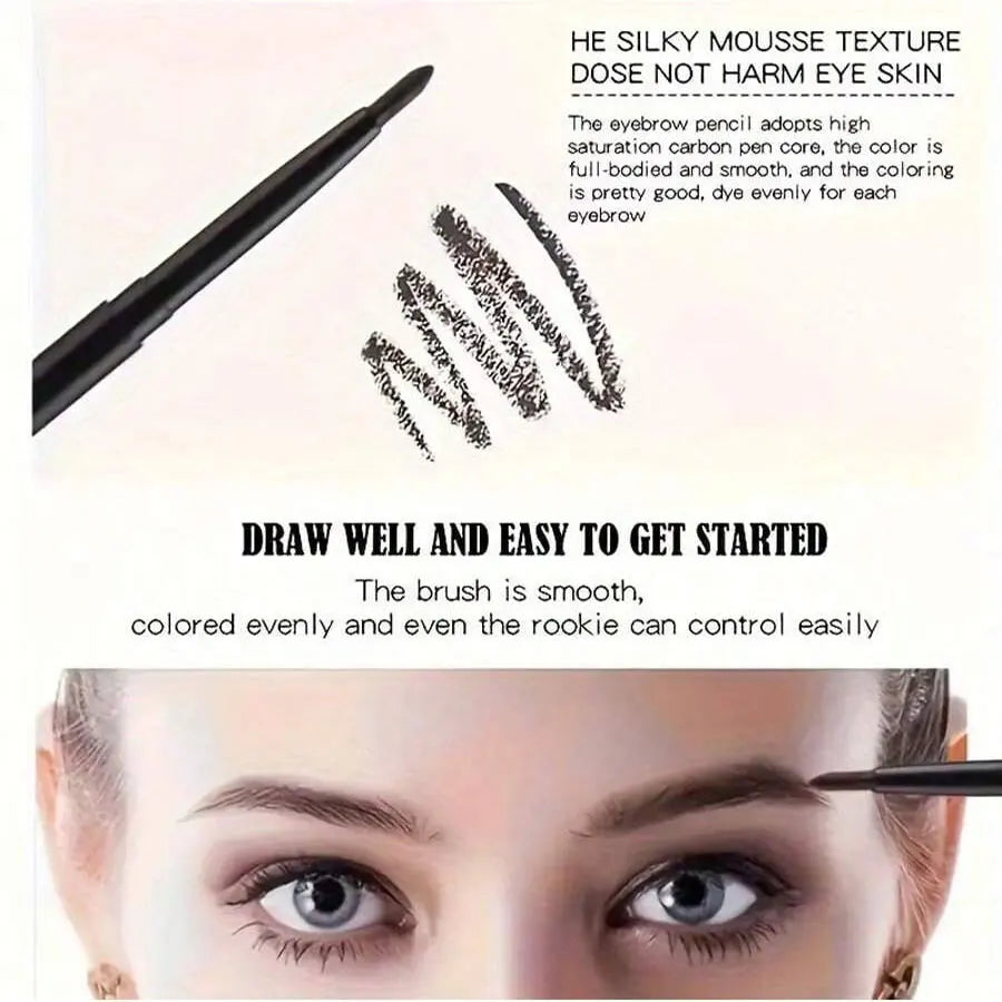 3-Pack Waterproof Black Eyeliner Pencils - Smudge-Proof, Long-Lasting Eye Makeup for Beginners & Pros