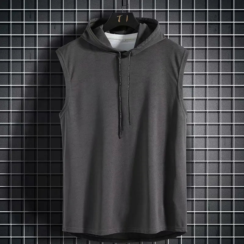 Men's Solid Color Tank Top Vest - Sleeveless Hooded Hip Hop T-Shirt | Unisex Summer Workout Tee