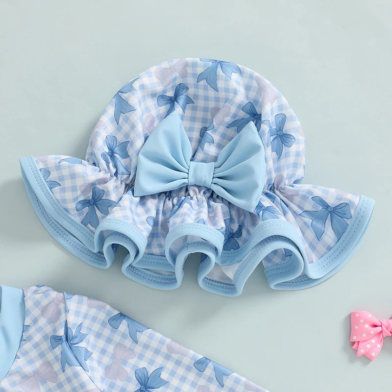 Baby Girl Floral Swimsuit - Backless Ruffled Long Sleeve Bodysuit (0-4 Years)