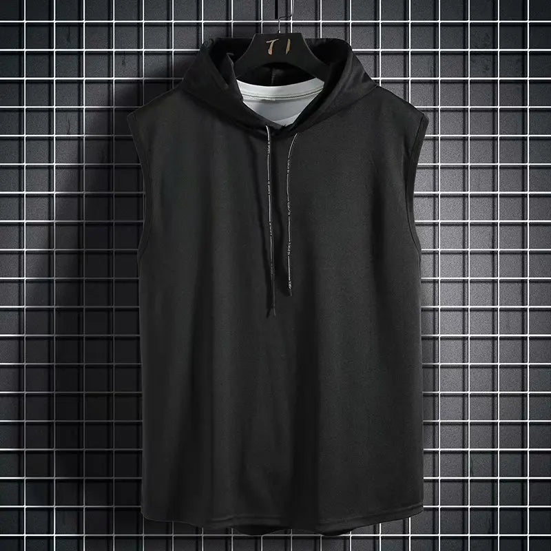 Men's Solid Color Tank Top Vest - Sleeveless Hooded Hip Hop T-Shirt | Unisex Summer Workout Tee