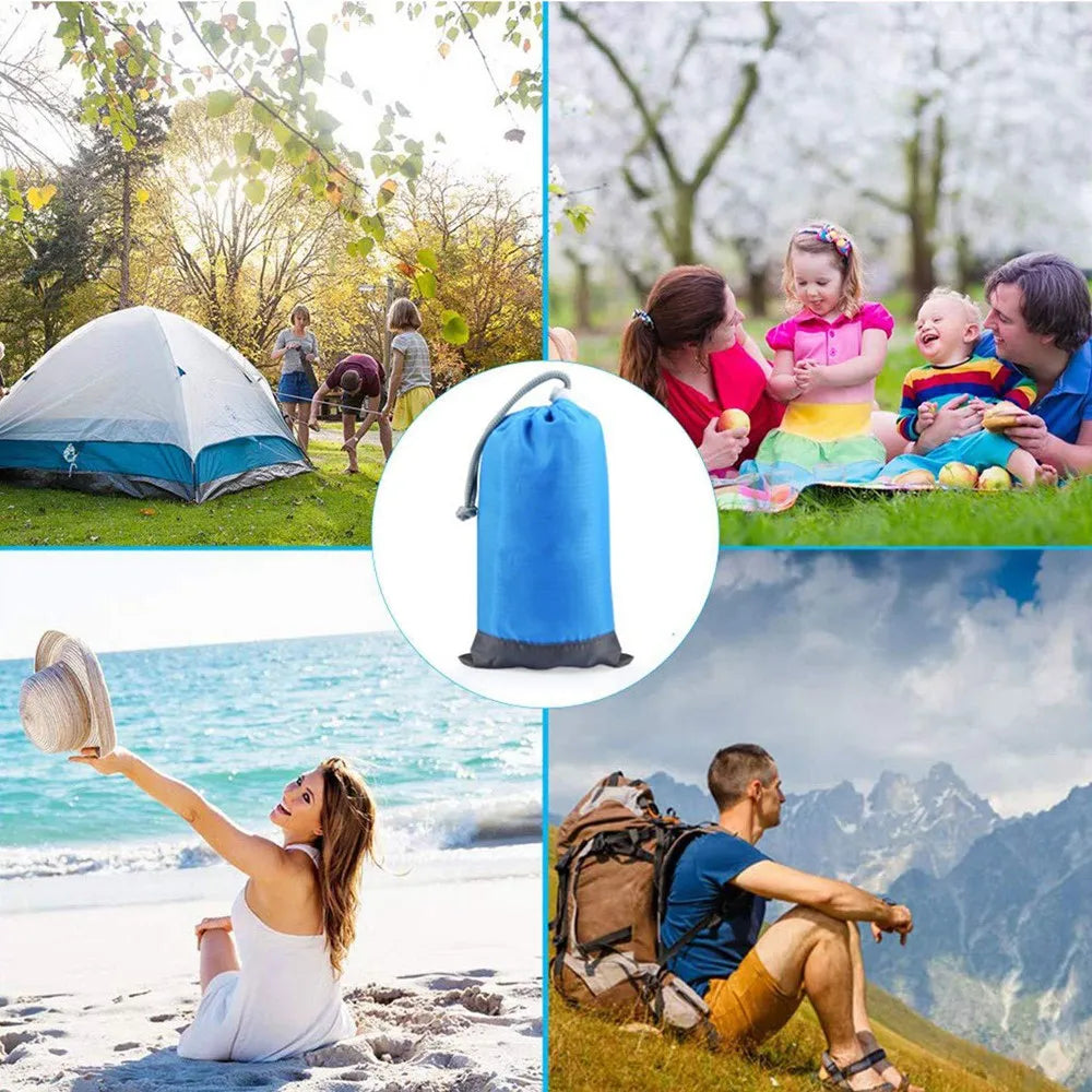 2x2.1m Waterproof Beach Blanket | Portable Sand-Free Picnic Mat with Anchors