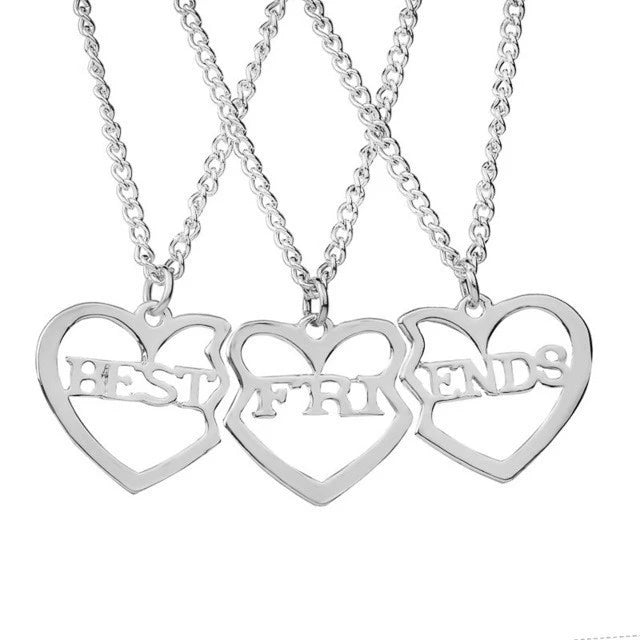 Fashion Best Friends Honey Love Couple Pendant Necklace Set - Broken Heart BFF Friendship Jewelry Gift (2 Pcs)