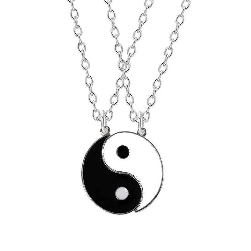 Fashion Best Friends Honey Love Couple Pendant Necklace Set - Broken Heart BFF Friendship Jewelry Gift (2 Pcs)