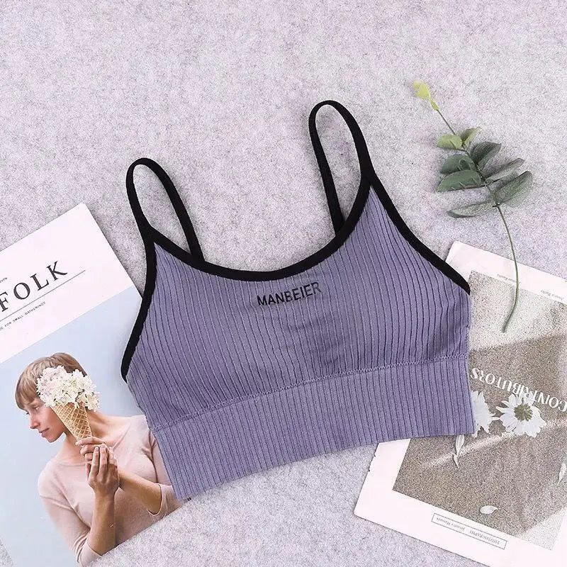 Women's Cotton Sports Bra - Soft Comfort Gym Crop Top | Seamless Tube Bra for Active Wear