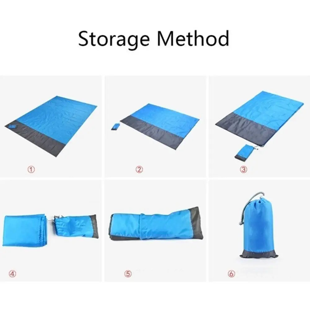 200cm Anti-Sand Beach Blanket | Oversized Quick-Dry Picnic Mat with Wind-Proof Pockets