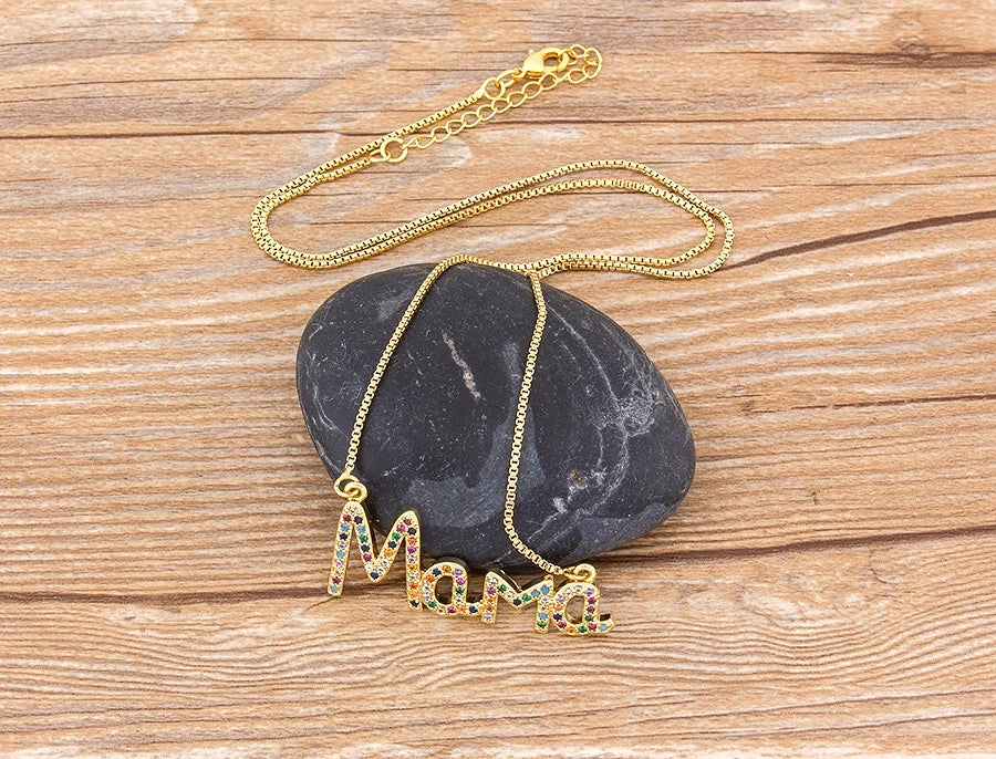 Elegant "MAMA" Cubic Zirconia Pendant Necklace | Perfect Mother's Day Jewelry Gift