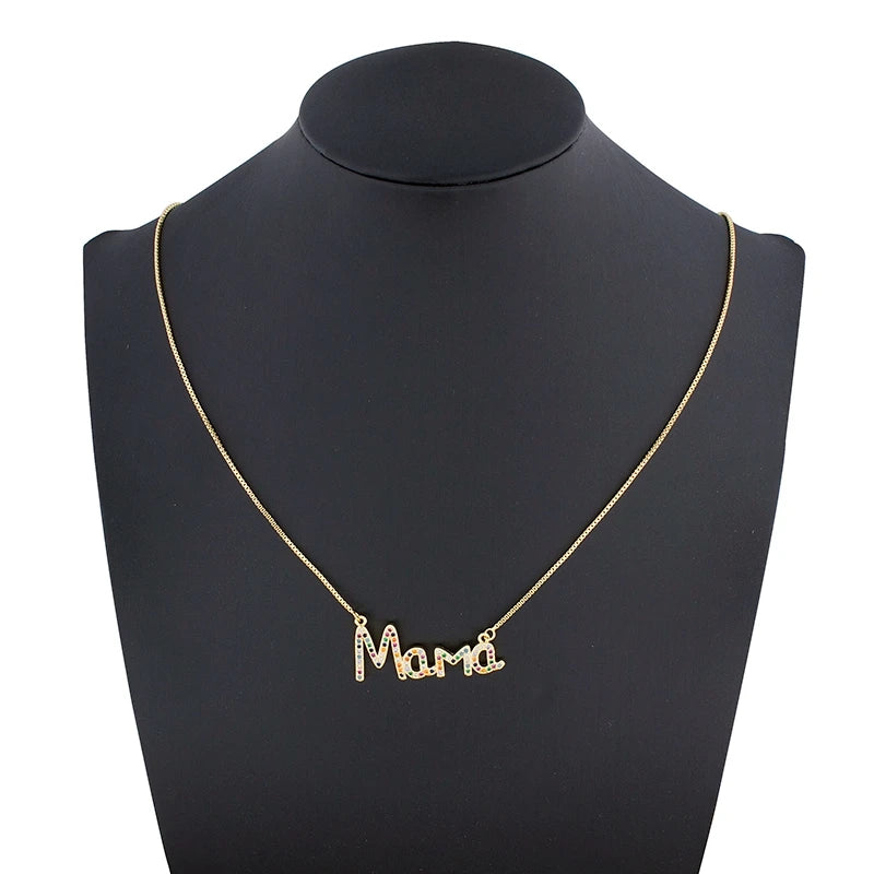 Elegant "MAMA" Cubic Zirconia Pendant Necklace | Perfect Mother's Day Jewelry Gift