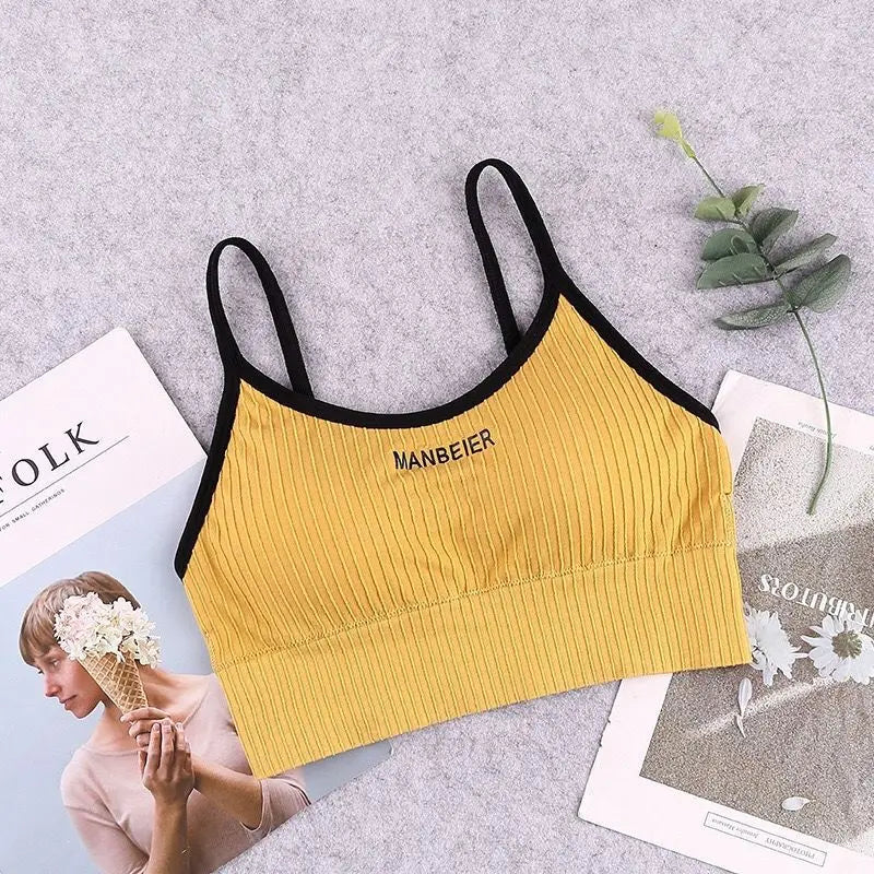 Women's Cotton Sports Bra - Soft Comfort Gym Crop Top | Seamless Tube Bra for Active Wear