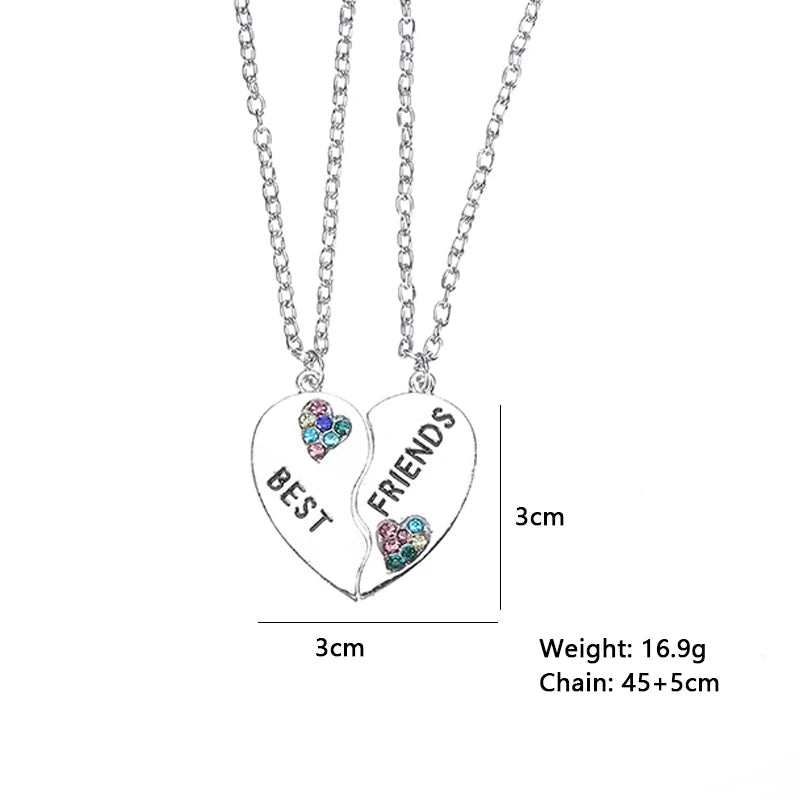 Fashion Best Friends Honey Love Couple Pendant Necklace Set - Broken Heart BFF Friendship Jewelry Gift (2 Pcs)