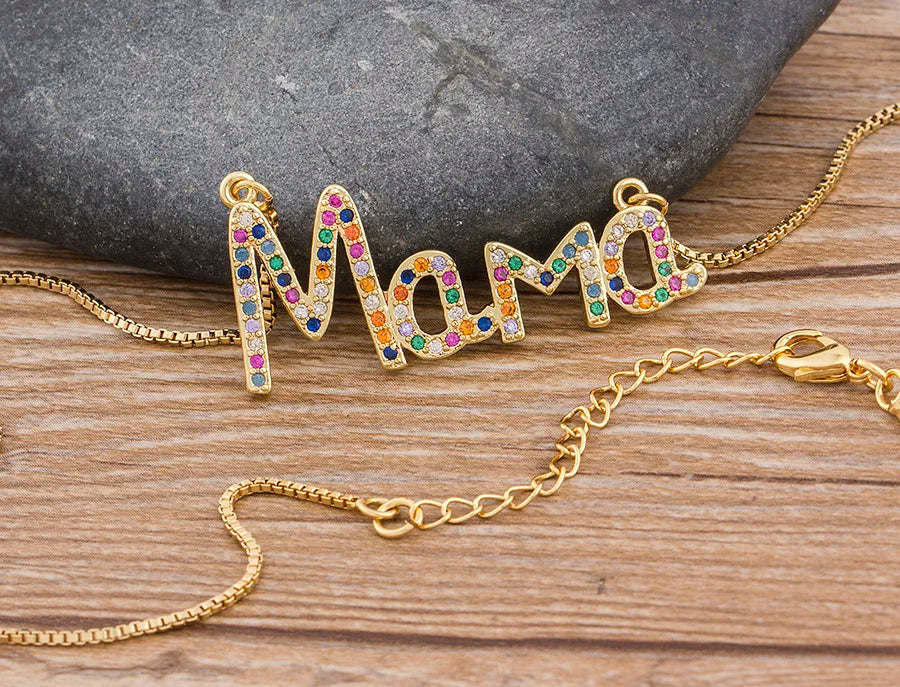 Elegant "MAMA" Cubic Zirconia Pendant Necklace | Perfect Mother's Day Jewelry Gift