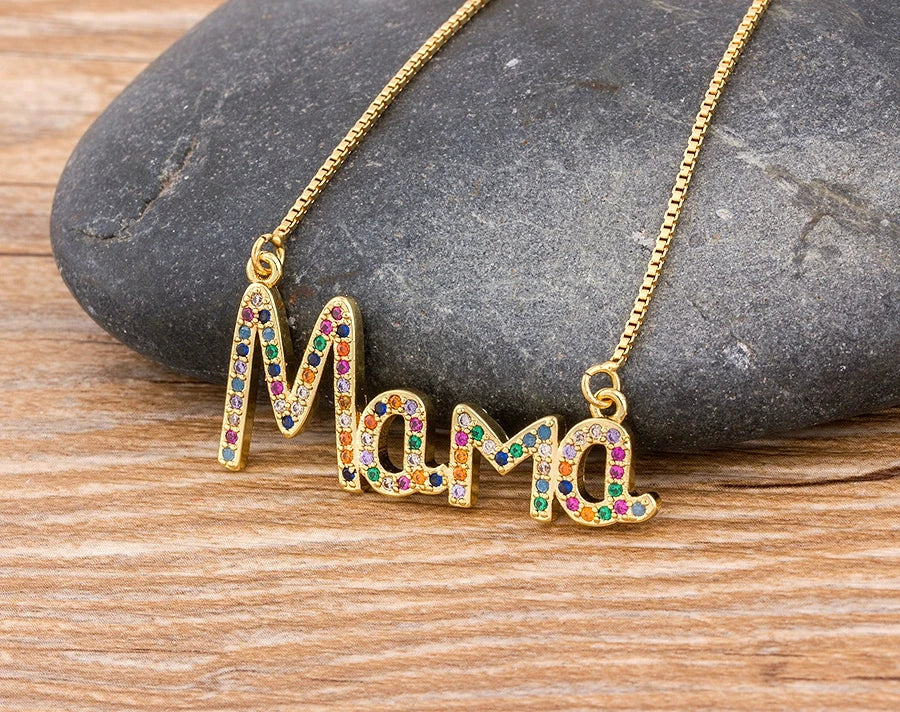 Elegant "MAMA" Cubic Zirconia Pendant Necklace | Perfect Mother's Day Jewelry Gift