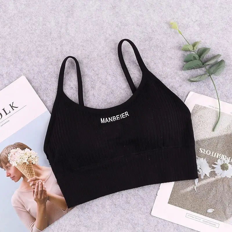 Women's Cotton Sports Bra - Soft Comfort Gym Crop Top | Seamless Tube Bra for Active Wear
