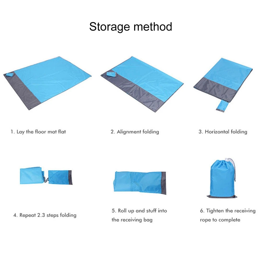 2x2.1m Waterproof Beach Blanket | Portable Sand-Free Picnic Mat with Anchors