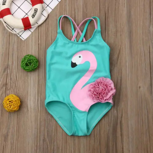 Summer Toddler Kid Baby Girls Flamingo Bikini Swimwear Swimsuit Beach Bodysuit Cute Bathing