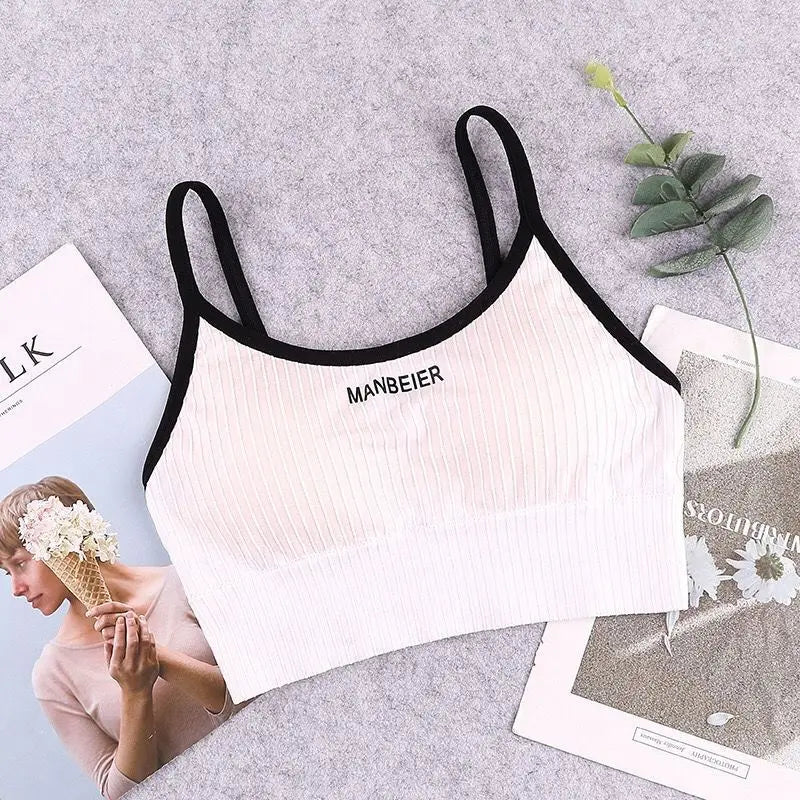 Women's Cotton Sports Bra - Soft Comfort Gym Crop Top | Seamless Tube Bra for Active Wear