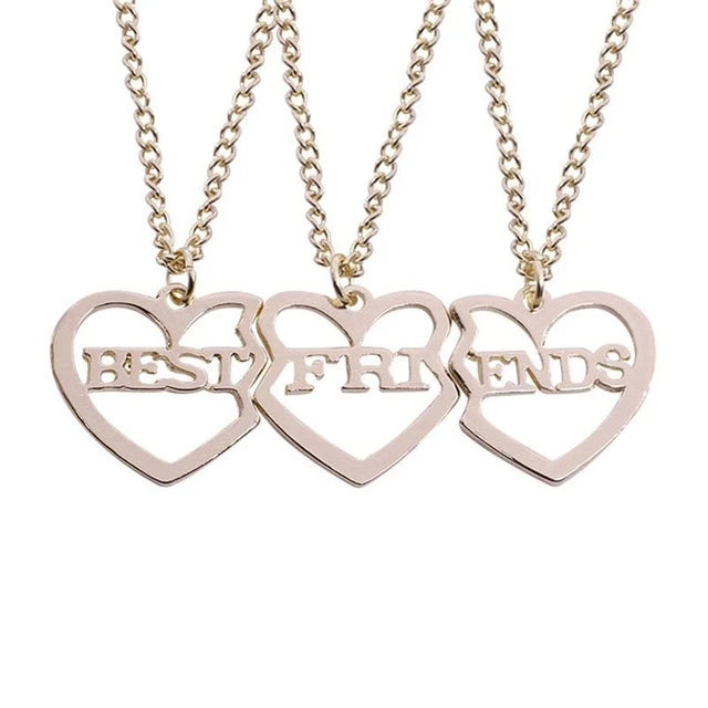 Fashion Best Friends Honey Love Couple Pendant Necklace Set - Broken Heart BFF Friendship Jewelry Gift (2 Pcs)