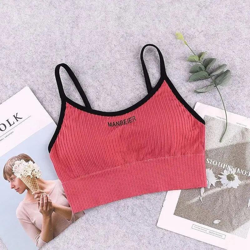 Women's Cotton Sports Bra - Soft Comfort Gym Crop Top | Seamless Tube Bra for Active Wear