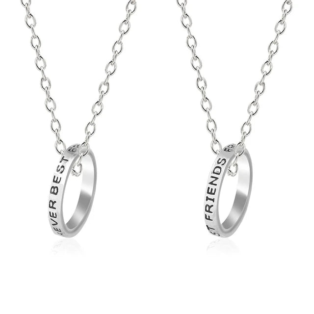 Fashion Best Friends Honey Love Couple Pendant Necklace Set - Broken Heart BFF Friendship Jewelry Gift (2 Pcs)