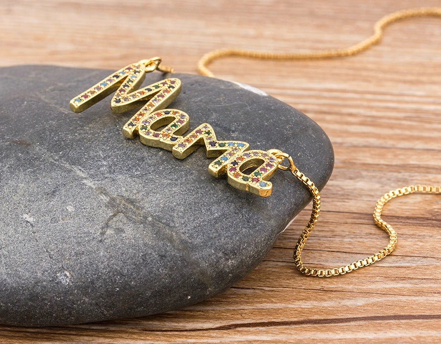 Elegant "MAMA" Cubic Zirconia Pendant Necklace | Perfect Mother's Day Jewelry Gift
