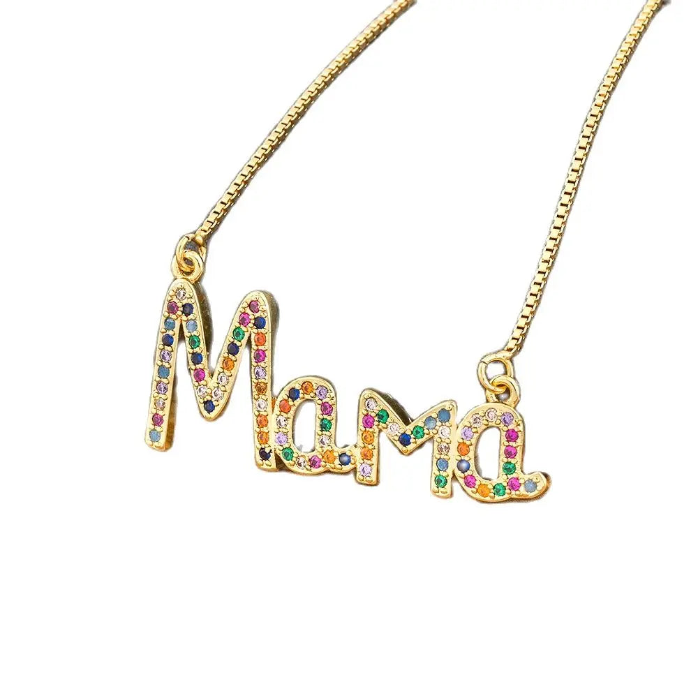 Elegant "MAMA" Cubic Zirconia Pendant Necklace | Perfect Mother's Day Jewelry Gift
