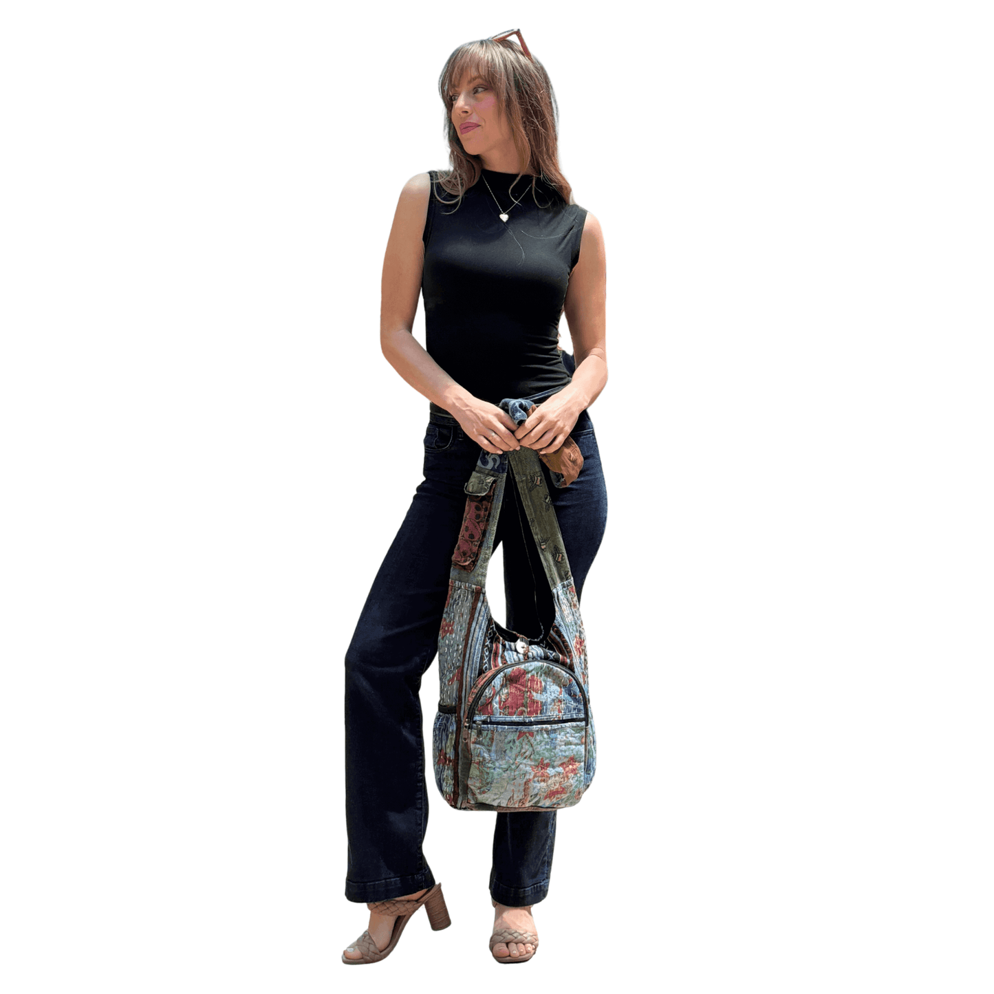 Vintage Patchwork Boho Hobo Bag – Handmade in Nepal