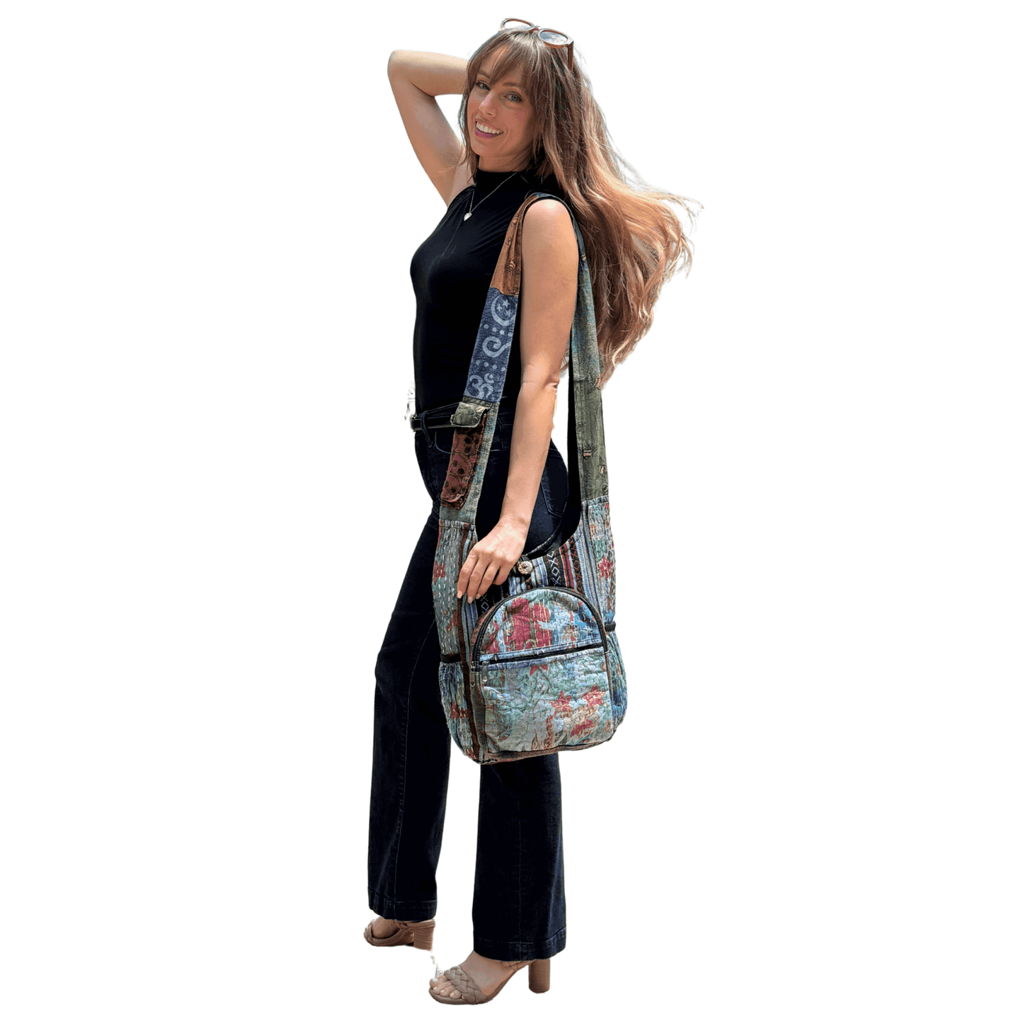Vintage Patchwork Boho Hobo Bag – Handmade in Nepal
