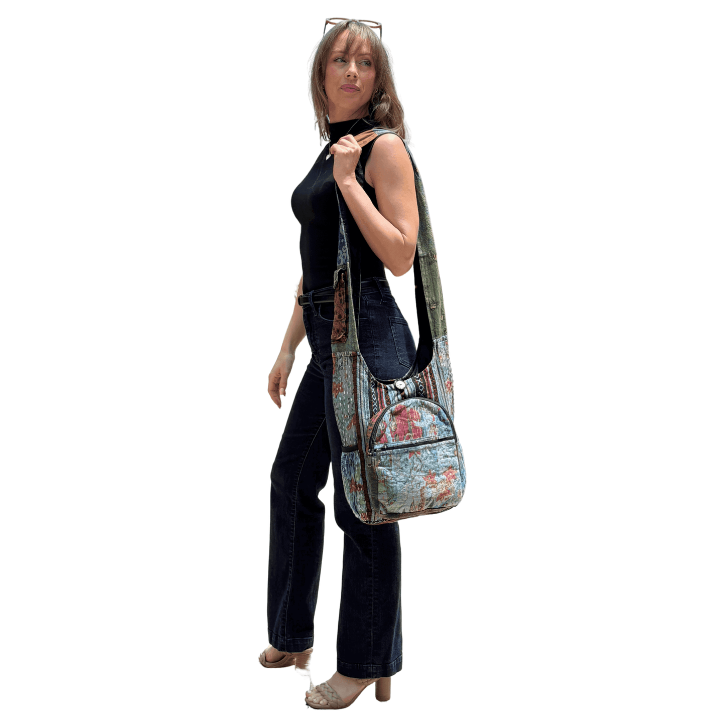 Vintage Patchwork Boho Hobo Bag – Handmade in Nepal