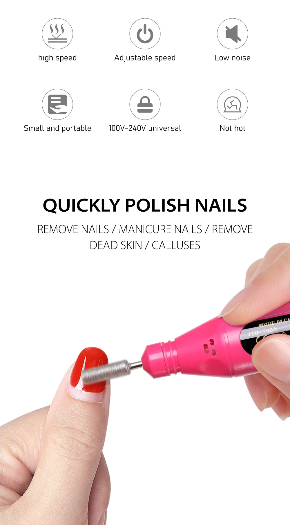 6-in-1 Electric Nail Drill Kit - Professional Manicure Machine with Portable File Tools