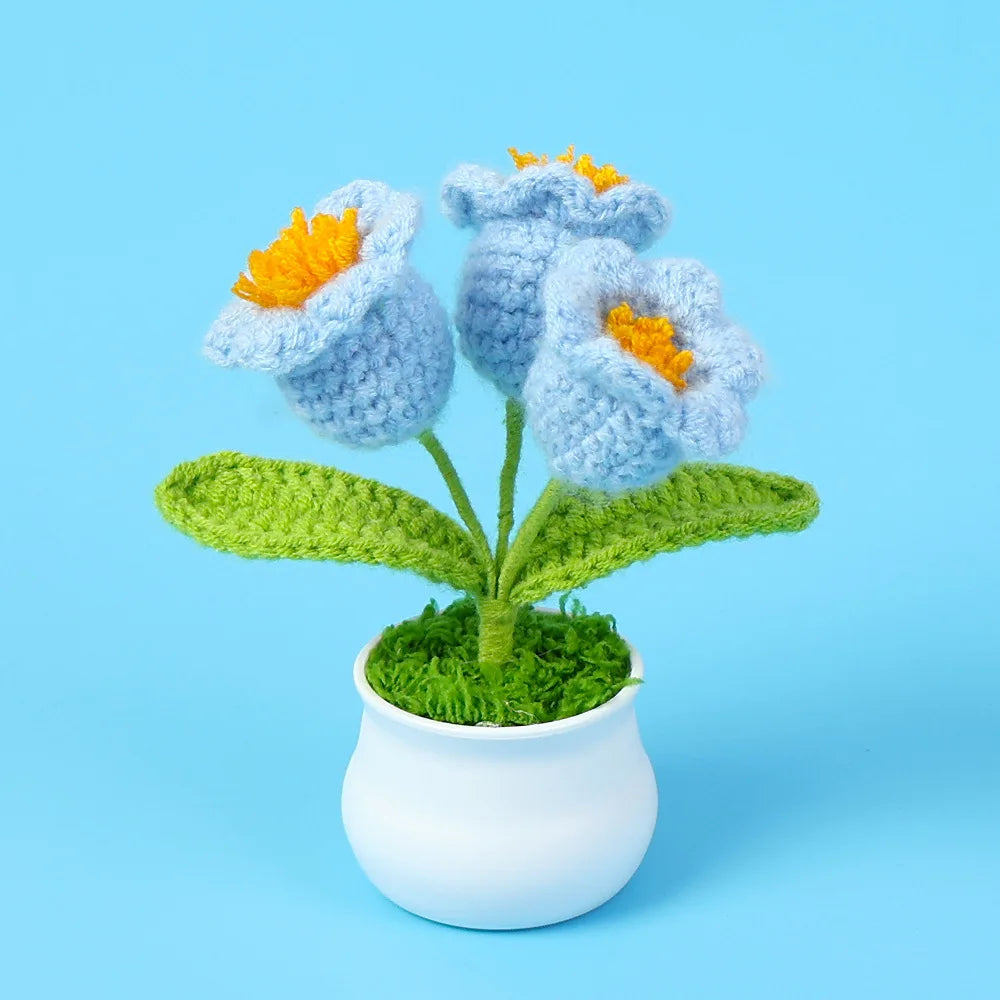 Illuminated Crochet Bell Orchid | Handmade Potted Flower Decoration
