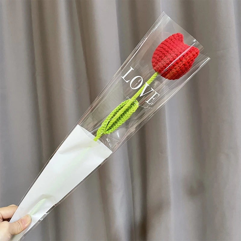 Handcrafted Crochet Tulip Flower - Artificial Woven Tulip for Home Decoration, Weddings & Mother's Day Gifts