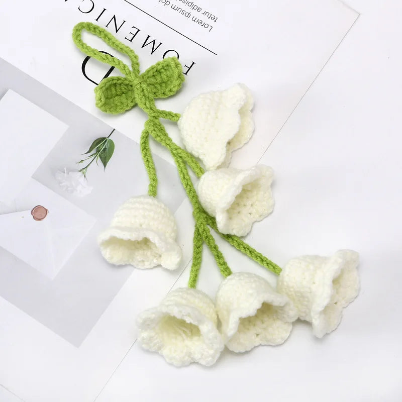 Illuminated Crochet Bell Orchid | Handmade Potted Flower Decoration