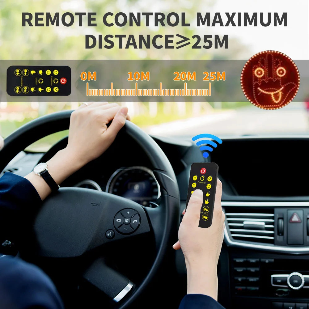 LED Emoji Car Window Light | Fun Birthday & Graduation Gift with Remote Control