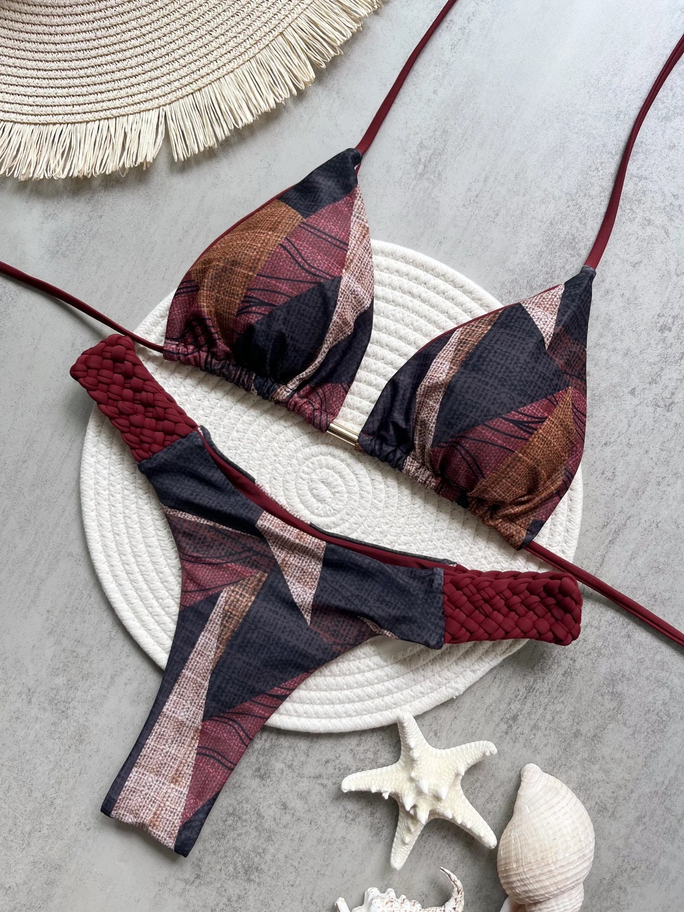 Print Halter Mini High Cut Bikini Women Two-Piece Swimwear Set