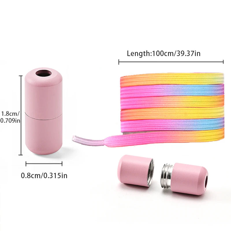 No Tie Elastic Shoe Laces with Colorful Buckle - Pearl Light Fashion Shoelaces
